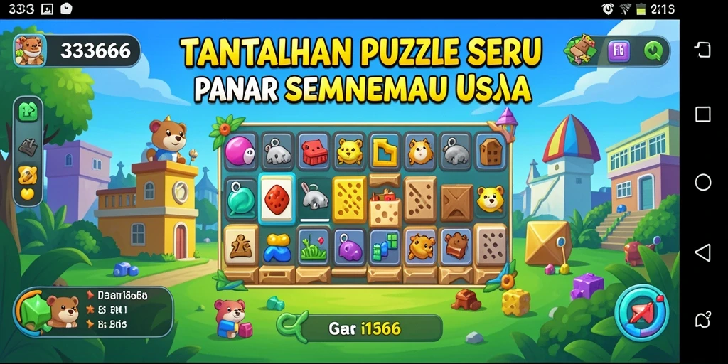 Tangkapan layar gameplay menampilkan tantangan puzzle di 333666.