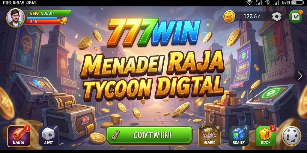 Tampilan gameplay <strong>777WIN</strong> yang menggambarkan peluang bisnis dan strategi manajemen.