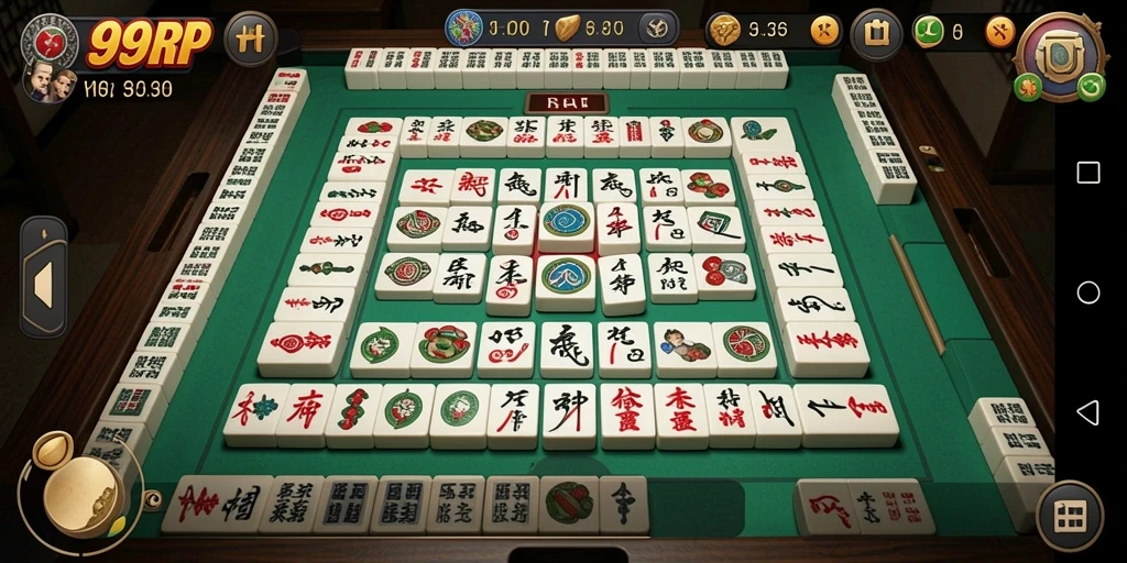 Tangkapan layar menunjukkan gameplay Mahjong yang menantang di 99RP.