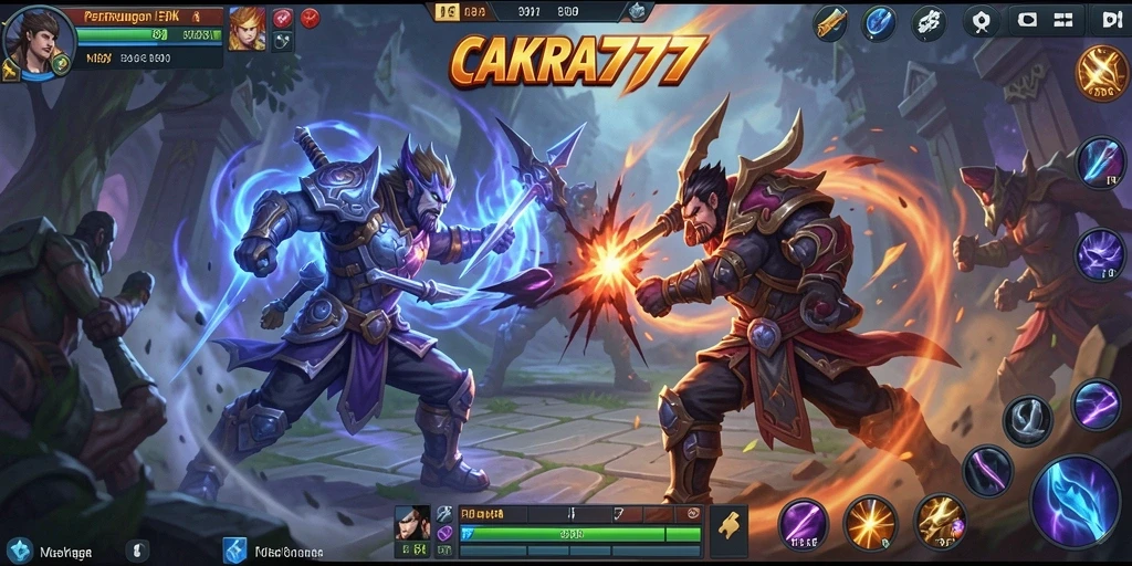 Tangkapan layar CAKRA777 menunjukkan pertarungan intens antar tim MOBA.