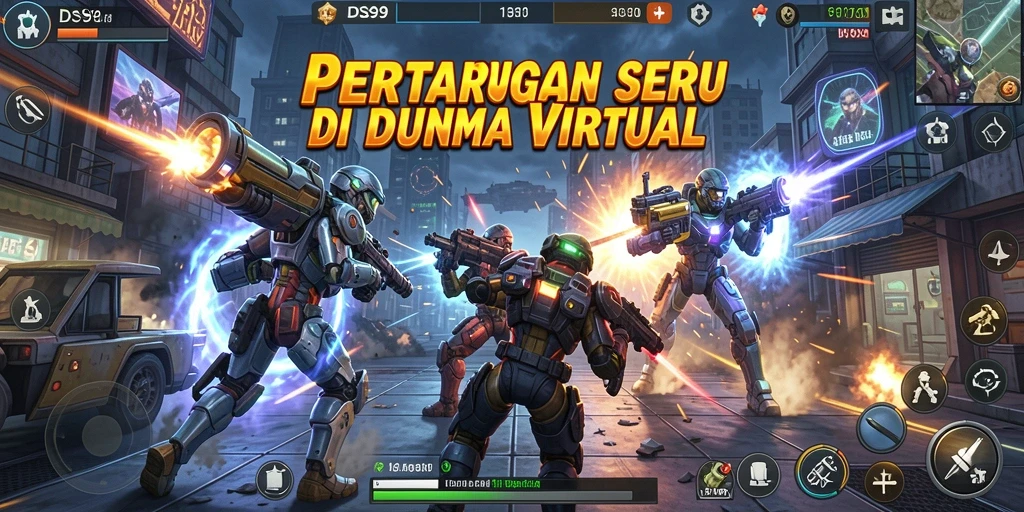 Tampilan gameplay DS99 yang seru dan mendebarkan saat bertarung.