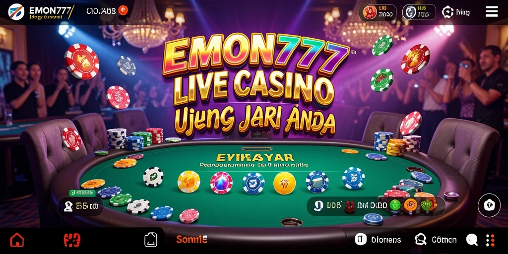 Screenshot gameplay EMON777 yang menunjukkan suasana Live Casino yang seru.