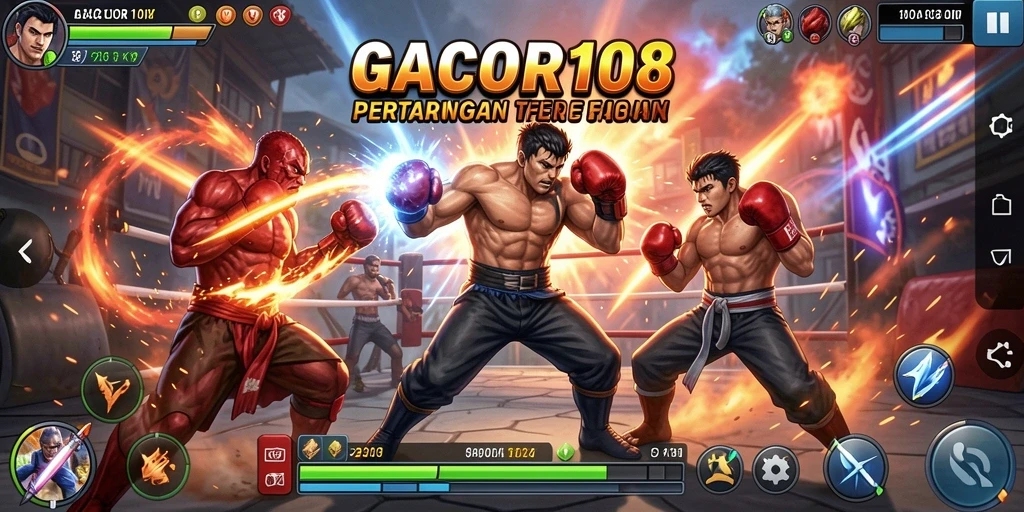 Tangkapan layar utama GACOR108 menunjukkan aksi pertempuran yang seru.