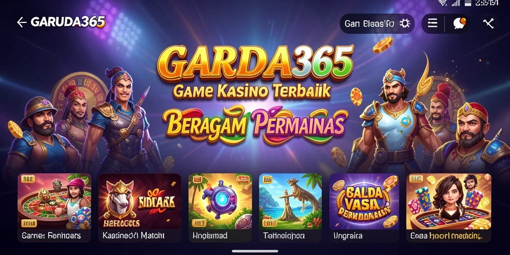 Screenshot utama GARUDA365 menunjukkan gameplay Kasino yang menarik dan interaktif.