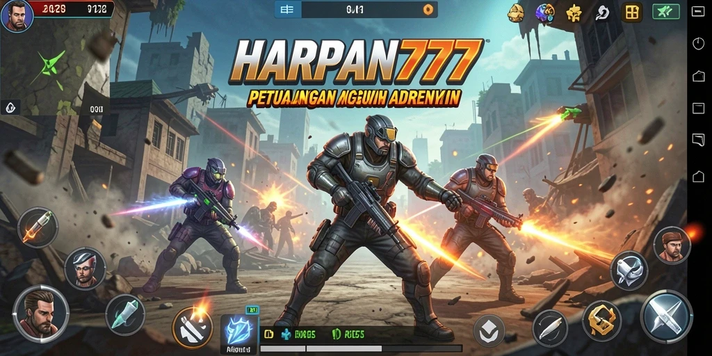 Screenshot menunjukkan momen intens dalam gameplay HARAPAN777.
