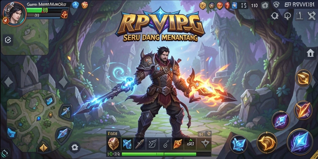 Tangkapan layar utama RPVIP1 menampilkan pertempuran seru dalam dunia MMORPG.